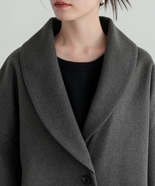 n'OrLABEL（ノアールレーベル）の「『ウールライクショールカラーコート』（チェスターコート・レディース・ブラック/チャコールグレー・FREE）」の15枚目の写真