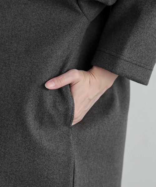 n'OrLABEL（ノアールレーベル）の「『ウールライクショールカラーコート』（チェスターコート・レディース・ブラック/チャコールグレー・FREE）」の16枚目の写真