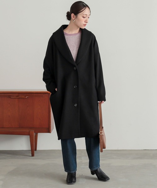 n'OrLABEL（ノアールレーベル）の「『ウールライクショールカラーコート』（チェスターコート・レディース・ブラック/チャコールグレー・FREE）」の22枚目の写真