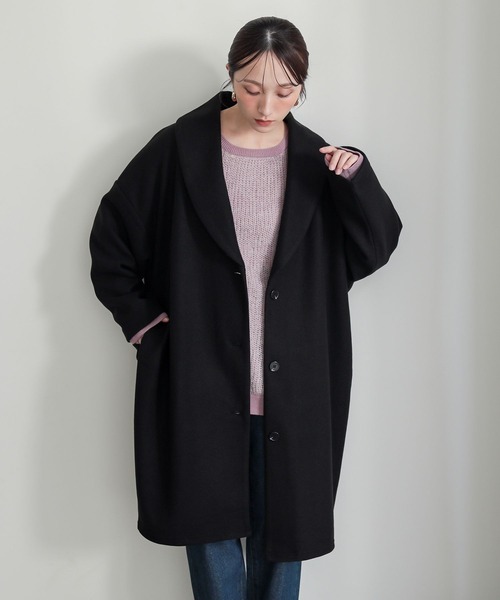 n'OrLABEL（ノアールレーベル）の「『ウールライクショールカラーコート』（チェスターコート・レディース・ブラック/チャコールグレー・FREE）」の19枚目の写真