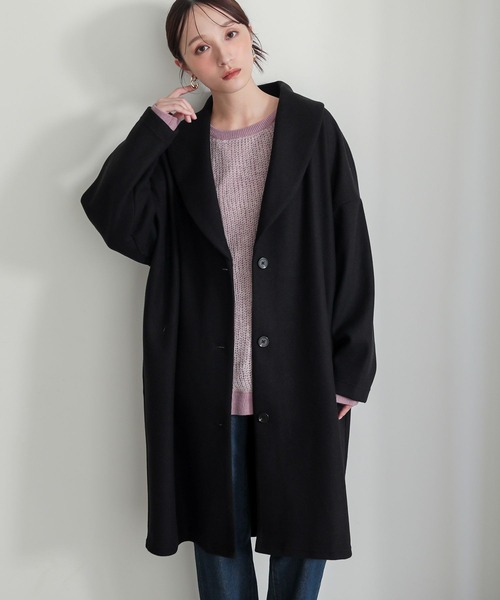 n'OrLABEL（ノアールレーベル）の「『ウールライクショールカラーコート』（チェスターコート・レディース・ブラック/チャコールグレー・FREE）」の18枚目の写真