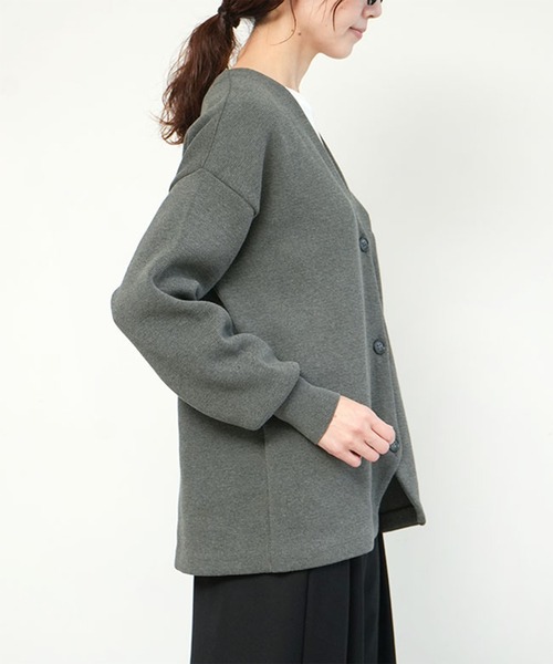 SOLAMONAT(ソラモナ)の「ウエハースニット ノーカラージャケット(ノーカラージャケット・レディース・杢グレー/ブラック・FREE)」の14枚目の写真