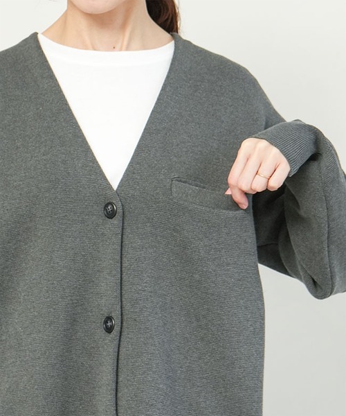 未着用ソラモナ ウエハースニット ノーカラージャケット グレー ◇[SMA-KNIT-NC-JKT]SOLAMONAT(ソラモナ) ウエハースニット ノーカラー