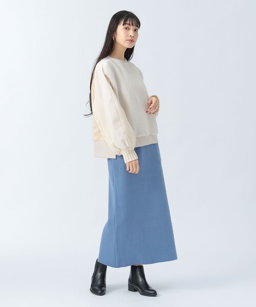 BEAMS HEART（ビームスハート）の「異素材 ボア プルオーバー（Tシャツ/カットソー・レディース・チャコールグレー/ホワイト系その他5/オリーブ・FREE）」の4枚目の写真