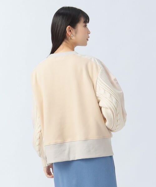 BEAMS HEART（ビームスハート）の「異素材 ボア プルオーバー（Tシャツ/カットソー・レディース・チャコールグレー/ホワイト系その他5/オリーブ・FREE）」の7枚目の写真