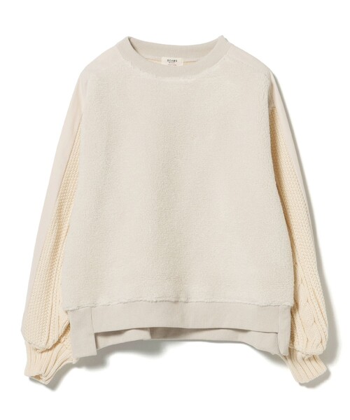 BEAMS HEART（ビームスハート）の「異素材 ボア プルオーバー（Tシャツ/カットソー・レディース・チャコールグレー/ホワイト系その他5/オリーブ・FREE）」の16枚目の写真