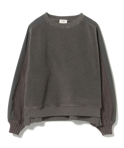 BEAMS HEART（ビームスハート）の「異素材 ボア プルオーバー（Tシャツ/カットソー・レディース・チャコールグレー/ホワイト系その他5/オリーブ・FREE）」の22枚目の写真