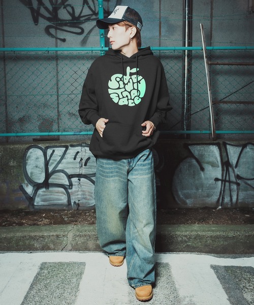 improves(インプローブス)の「【SIDEWAY STANCE】 タイポアップル 裏毛 プルパーカー(パーカー・メンズ・スカイブルー/ミント/パープル/オレンジ/イエロー/ピンク/レッド/ホワイト・SMALL/MEDIUM/LARGE/X-LARGE)」の11枚目の写真