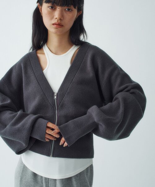CODE A(コードエー)の「zip form cardigan(カーディガン/ボレロ・レディース・オフホワイト/グレー・00)」の8枚目の写真