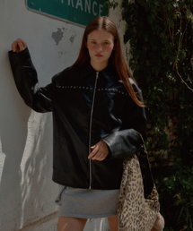 LETERIE（レテリー）の「STUD SINGLE COLLAR JACKET_BLACK（ライダースジャケット）」