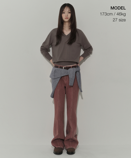 MUSINSA STANDARD WOMAN（ムシンサスタンダードウーマン）の「ウィメンズピグメントパネルフレアデニムパンツ[スモークピンク]（デニムパンツ・レディース・その他・29/30/24/25/26/27/28）」の2枚目の写真