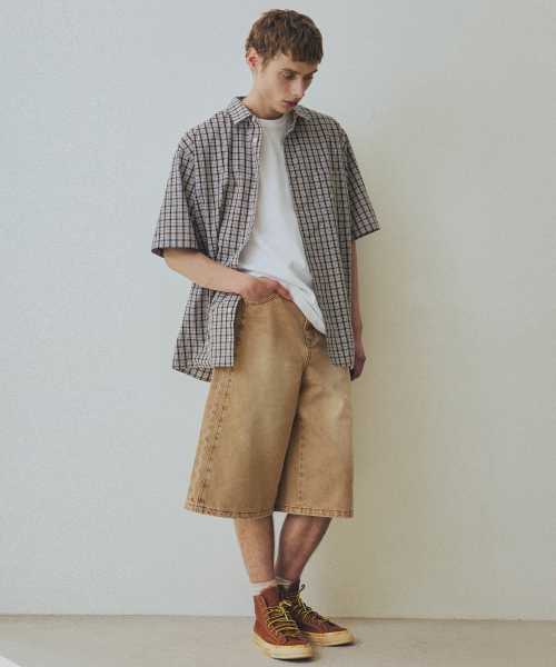 NODU（ノードユー）の「サイド切り替えウォッシングバミューダショートパンツ[ベージュ]（その他パンツ・メンズ・その他・SMALL/MEDIUM/LARGE）」の2枚目の写真