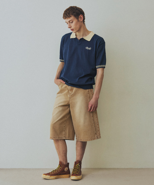 NODU（ノードユー）の「サイド切り替えウォッシングバミューダショートパンツ[ベージュ]（その他パンツ・メンズ・その他・SMALL/MEDIUM/LARGE）」の4枚目の写真