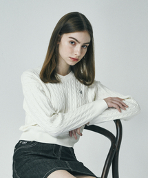SALT AND CHOCOLATE（ソルトアンドチョコレート）の「SAC logo cable V-neck knit ivory 4W2316001（ニット/セーター）」