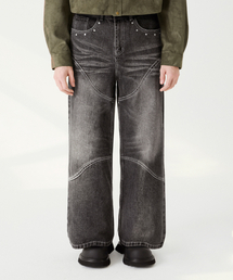 TRILLION（トリリオン）の「Front Washing Wide Denim Pants_YELLOW BLACK（デニムパンツ）」