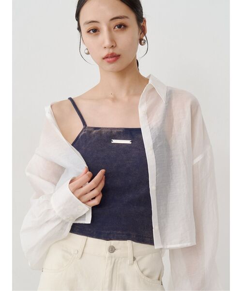 MURUA（ムルーア）の「ロゴプレートスクエアキャミ（キャミソール・レディース・ダークグレー/ブラウン/ホワイト/ネイビー/ブラック/グレー・FREE）」の6枚目の写真