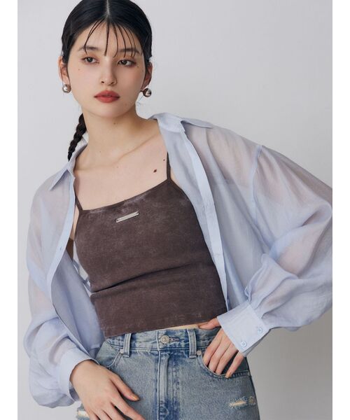 MURUA(ムルーア)の「ロゴプレートスクエアキャミ(キャミソール・レディース・ダークグレー/ブラウン/ホワイト/ネイビー/ブラック/グレー・FREE)」の17枚目の写真