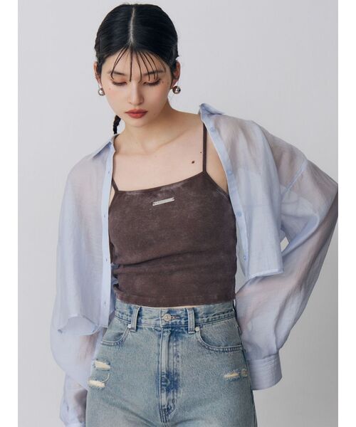 MURUA(ムルーア)の「ロゴプレートスクエアキャミ(キャミソール・レディース・ダークグレー/ブラウン/ホワイト/ネイビー/ブラック/グレー・FREE)」の16枚目の写真