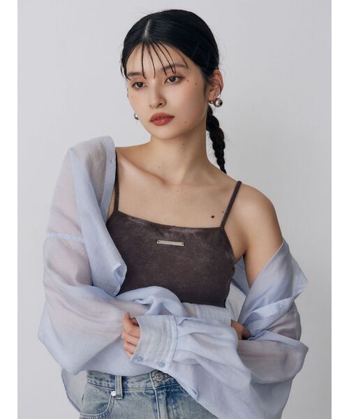 MURUA(ムルーア)の「ロゴプレートスクエアキャミ(キャミソール・レディース・ダークグレー/ブラウン/ホワイト/ネイビー/ブラック/グレー・FREE)」の15枚目の写真