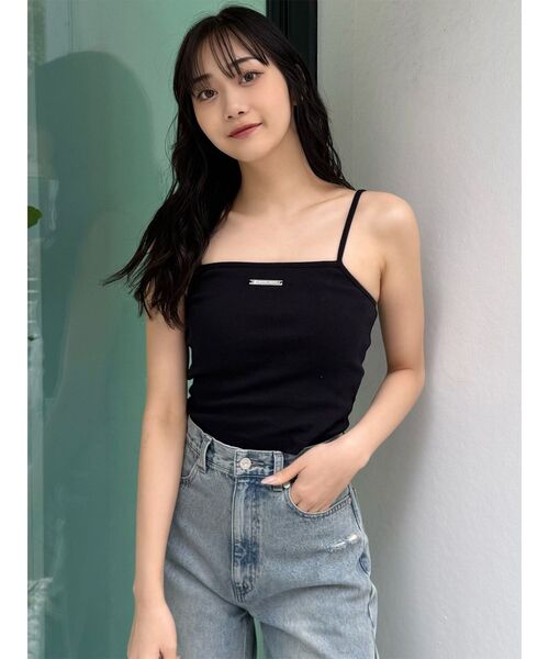 MURUA（ムルーア）の「ロゴプレートスクエアキャミ（キャミソール・レディース・ダークグレー/ブラウン/ホワイト/ネイビー/ブラック/グレー・FREE）」の9枚目の写真