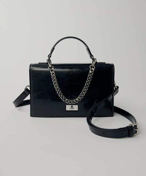 mi-企画】2wayショルダースクエアレザーバッグ（ショルダーバッグ