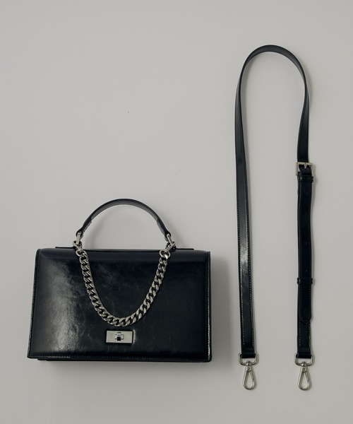 mi-企画】2wayショルダースクエアレザーバッグ（ショルダーバッグ