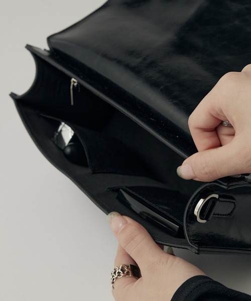 mi-企画】2wayショルダースクエアレザーバッグ（ショルダーバッグ