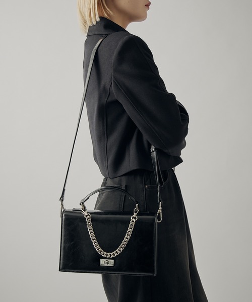 mi-企画】2wayショルダースクエアレザーバッグ（ショルダーバッグ