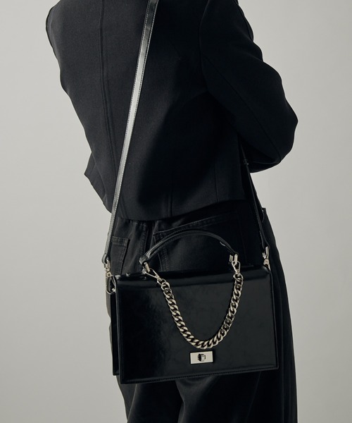 mi-企画】2wayショルダースクエアレザーバッグ（ショルダーバッグ