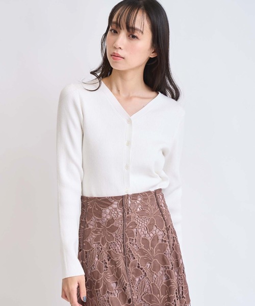 NOELA(ノエラ)の「カーデリブニットトップス(ニット/セーター・レディース・オフホワイト/モカ/ブラック・フリー)」の7枚目の写真