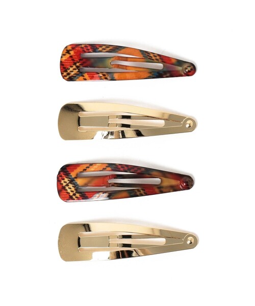 BEAMS BOY（ビームスボーイ）の「チェック柄 ピン 4セット（ヘアピン・レディース・レッド/パープル/オレンジ/グリーン・ONE SIZE）」の4枚目の写真