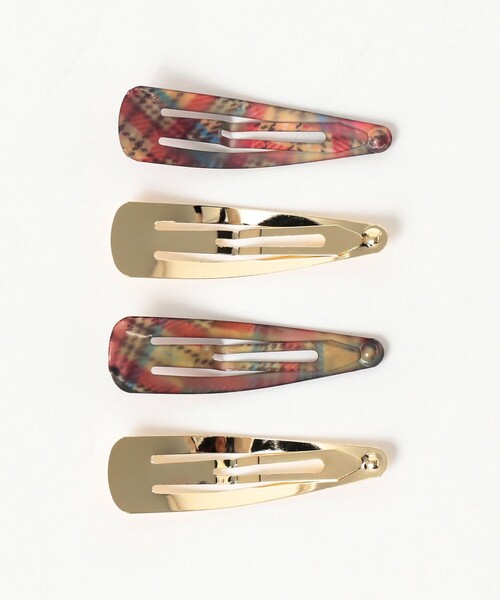 BEAMS BOY（ビームスボーイ）の「チェック柄 ピン 4セット（ヘアピン・レディース・レッド/パープル/オレンジ/グリーン・ONE SIZE）」の5枚目の写真
