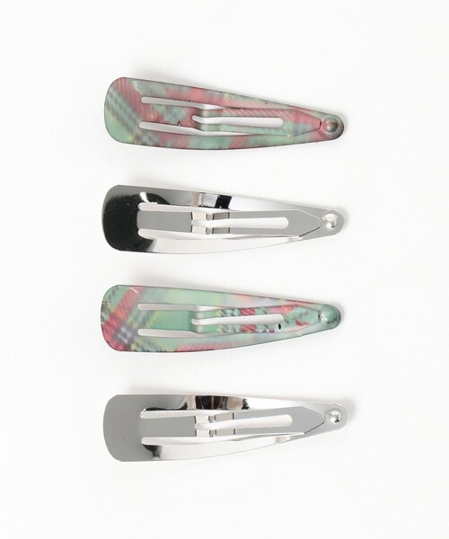 BEAMS BOY（ビームスボーイ）の「チェック柄 ピン 4セット（ヘアピン・レディース・レッド/パープル/オレンジ/グリーン・ONE SIZE）」の8枚目の写真