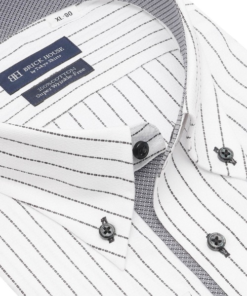 TOKYO SHIRTS(トウキョウシャツ)の「【超形態安定】 形態安定ノンアイロン ボタンダウン 長袖ビジネスワイシャツ(大きいサイズ・長いサイズ)(ビジネスシャツ・メンズ・グレー・首回り39cm-裄丈88cm/首回り41cm-裄丈90cm/首回り42cm-裄丈90cm/首回り43cm-裄丈90cm/首回り45cm-裄丈82cm/首回り45cm-裄丈86cm/首回り45cm-裄丈90cm/首回り47cm-裄丈86cm/首回り47cm-裄丈90cm)」の2枚目の写真