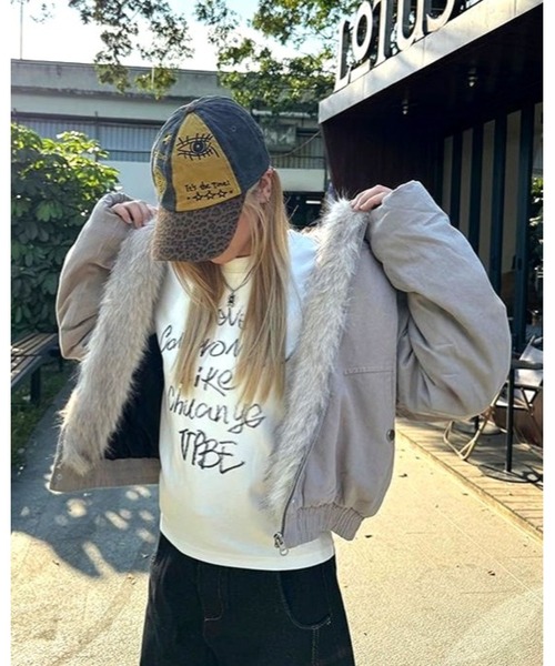 CHEER(チアー)の「フェイクファーフード中綿キルトブルゾン(ブルゾン・レディース・ブラック・M)」の16枚目の写真
