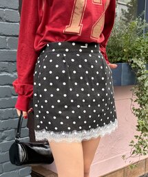 CIAOPANIC（チャオパニック）の「〈ドット/ストライプ/無地〉レースヘムミニスカート（スカート・レディース）」