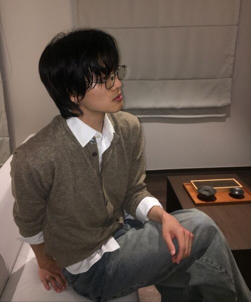 JUAN HOMME(ジュアンオム)の「クロップラウンドネックカーディガン(メランジベージュ)(カーディガン/ボレロ・メンズ・その他・MEDIUM/LARGE)」の9枚目の写真