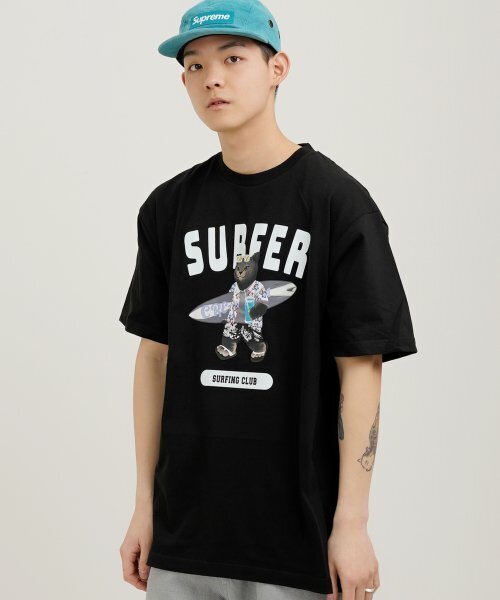 CREAM SODA LAB（クリームソーダラボ）の「グレーサーファー半袖Tシャツブラックホワイト（Tシャツ/カットソー・メンズ・その他・MEDIUM/X-LARGE/XX-LARGE/LARGE）」の2枚目の写真