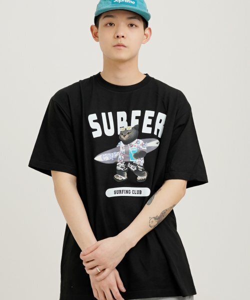 CREAM SODA LAB（クリームソーダラボ）の「グレーサーファー半袖Tシャツブラックホワイト（Tシャツ/カットソー・メンズ・その他・MEDIUM/X-LARGE/XX-LARGE/LARGE）」の3枚目の写真