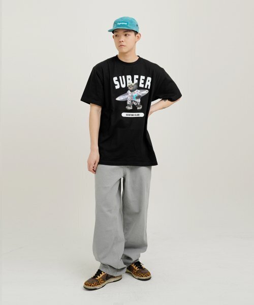 CREAM SODA LAB（クリームソーダラボ）の「グレーサーファー半袖Tシャツブラックホワイト（Tシャツ/カットソー・メンズ・その他・MEDIUM/X-LARGE/XX-LARGE/LARGE）」の4枚目の写真