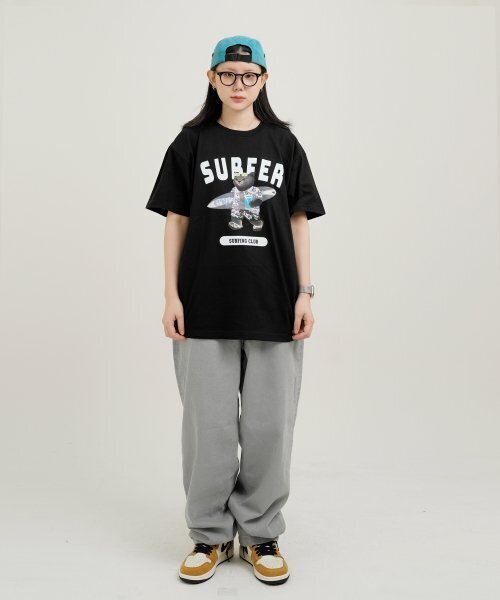 CREAM SODA LAB（クリームソーダラボ）の「グレーサーファー半袖Tシャツブラックホワイト（Tシャツ/カットソー・メンズ・その他・MEDIUM/X-LARGE/XX-LARGE/LARGE）」の6枚目の写真