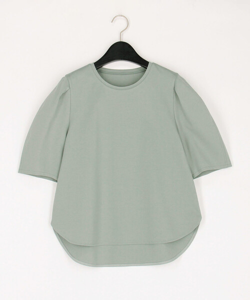 COMME CA（コムサ）の「〔 TALLサイズ 〕 ハイコンパクトコットンポンチ プルオーバー（Tシャツ/カットソー・レディース・セージグリーン/オフホワイト・15号/13号）」の2枚目の写真