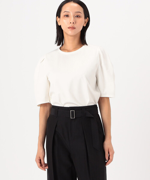COMME CA（コムサ）の「〔 TALLサイズ 〕 ハイコンパクトコットンポンチ プルオーバー（Tシャツ/カットソー・レディース・セージグリーン/オフホワイト・15号/13号）」の4枚目の写真