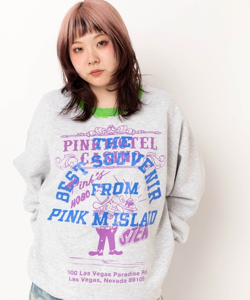 RNA(アールエヌエー)の「M2586 PINKMOTELペイントクレリックトレーナー(Tシャツ/カットソー・レディース・ネイビー/アッシュグレー/ピンク・MEDIUM)」の1枚目の写真