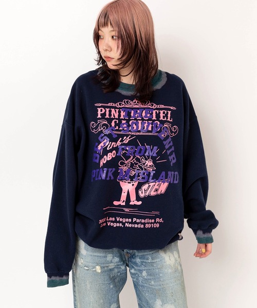 RNA(アールエヌエー)の「M2586 PINKMOTELペイントクレリックトレーナー(Tシャツ/カットソー・レディース・ネイビー/アッシュグレー/ピンク・MEDIUM)」の9枚目の写真