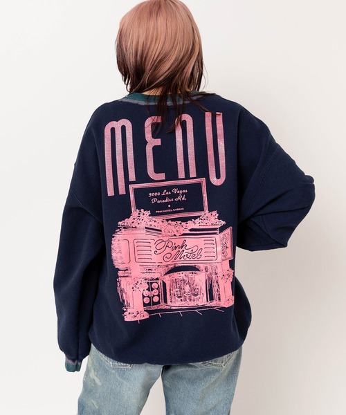 RNA(アールエヌエー)の「M2586 PINKMOTELペイントクレリックトレーナー(Tシャツ/カットソー・レディース・ネイビー/アッシュグレー/ピンク・MEDIUM)」の10枚目の写真