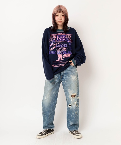 RNA(アールエヌエー)の「M2586 PINKMOTELペイントクレリックトレーナー(Tシャツ/カットソー・レディース・ネイビー/アッシュグレー/ピンク・MEDIUM)」の22枚目の写真
