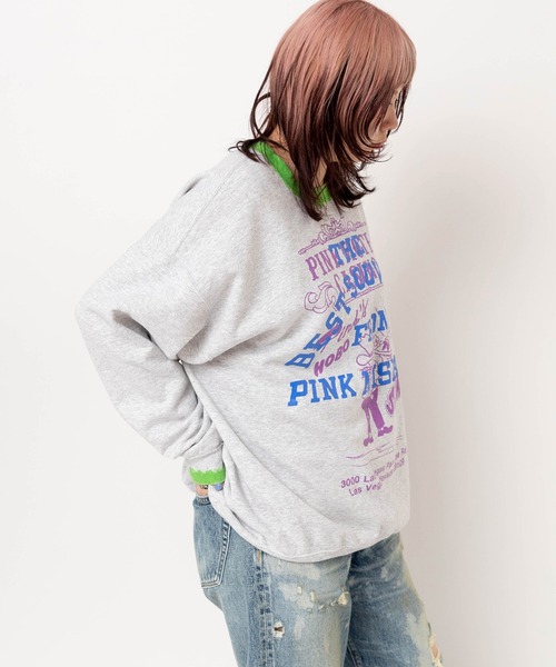 RNA(アールエヌエー)の「M2586 PINKMOTELペイントクレリックトレーナー(Tシャツ/カットソー・レディース・ネイビー/アッシュグレー/ピンク・MEDIUM)」の5枚目の写真