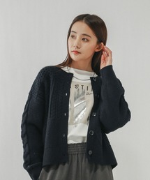 GLOBAL WORK | パッチワーク風ケーブルカーディガン/608406(カーディガン/ボレロ)