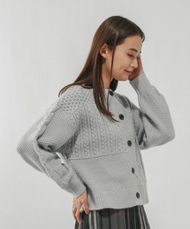 GLOBAL WORK | パッチワーク風ケーブルカーディガン/608406(カーディガン/ボレロ)